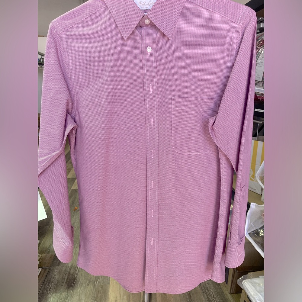 Red and white gold label dress shirt